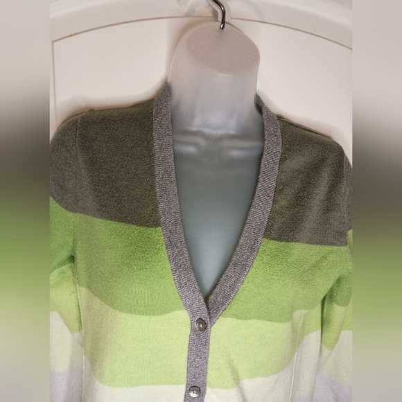 2/$30 EDDIE BAUER button up colorblock striped soft cardigan sweater (#1,050) - Picture 3 of 7